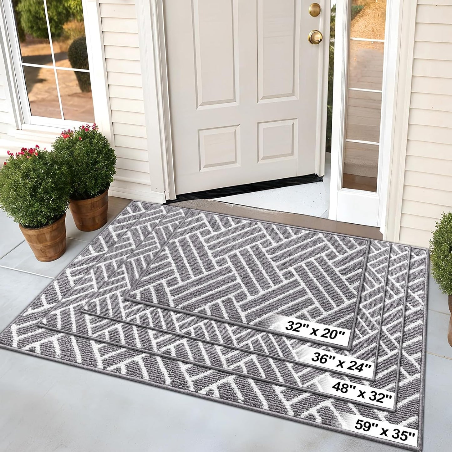 OLANLY Indoor Door Mat - 32x20 Inch, Dirt Resistant & Absorbent | Non-Slip Rubber Backing, Easy Clean Grey Doormat