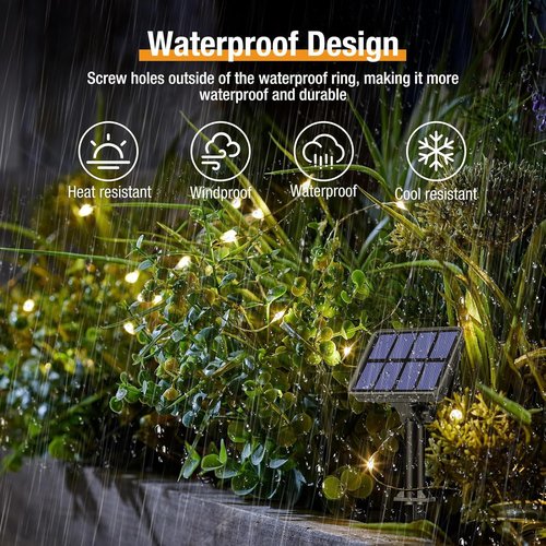 Btfarm Solar String Lights - 132FT 320LED Waterproof Fairy Lights | 8 Modes, Copper Wire for Outdoor Decor