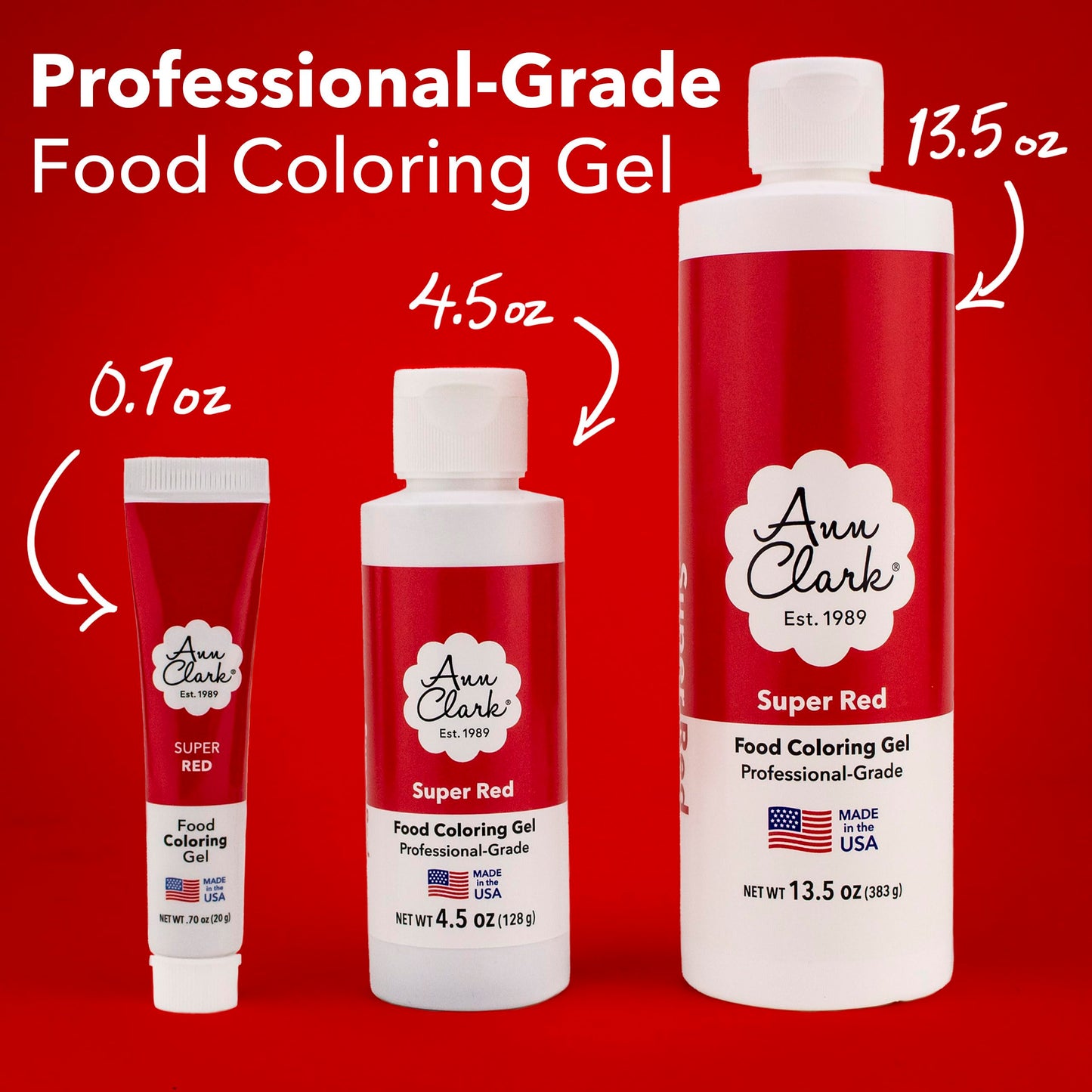 Ann Clark Super Red Food Coloring Gel .70 oz. Professional Grade Made in USA