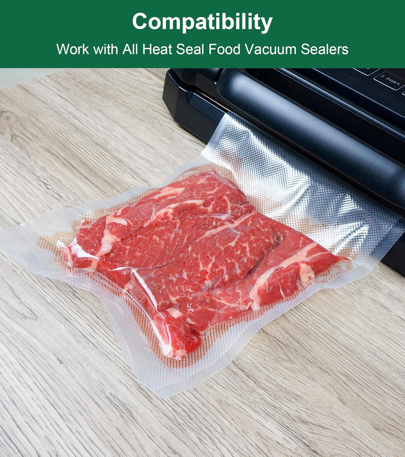 Skiennix Vacuum Sealer Bags - BPA-Free Heavy Duty Rolls 8 Inch x 50 Feet | Perfect for Food Storage & Sous Vide