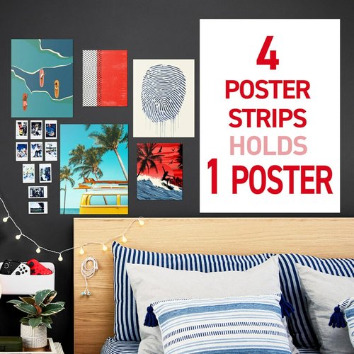 Command Poster Strips - 60 Damage-Free Hangers for Easy Home & Office Decor | White Adhesive
