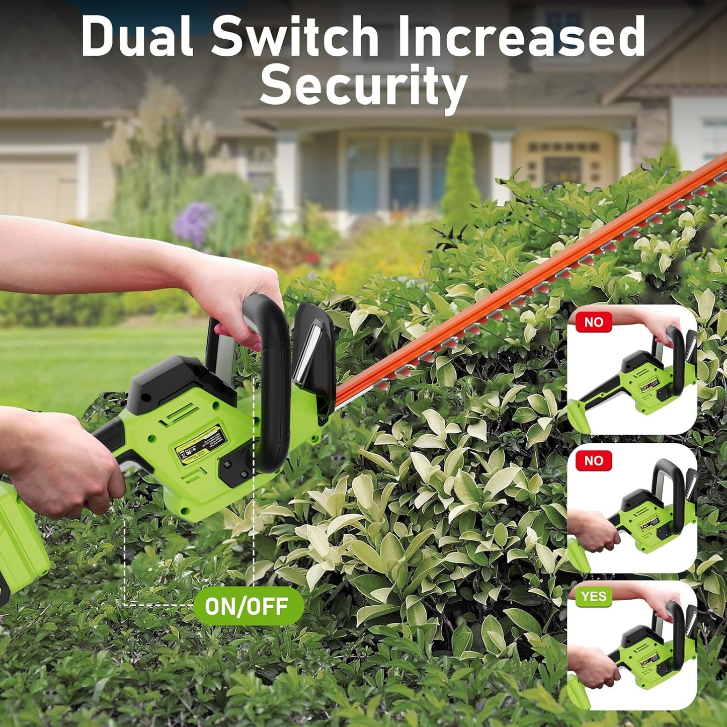 SUNCHERS 20V Max Hedge Trimmer - 22 Inch Cordless Electric Pruner with 2 Batteries & Charger | Lightweight Garden Tool