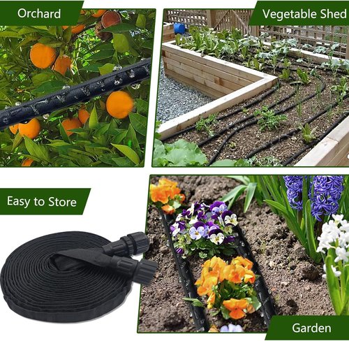 Flat Soaker Hose - Heavy Duty Double Layer Design | 25ft Leak-Proof Drip Irrigation for Garden & Lawn