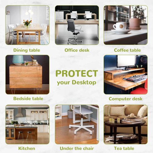 Eisdroma 24 x 48 Inch Clear Table Cover Protector, 2mm Thick Clear Table Protector for Dining Room Table, Plastic Table Cover, Waterproof Table Pad for Kitchen, Office
