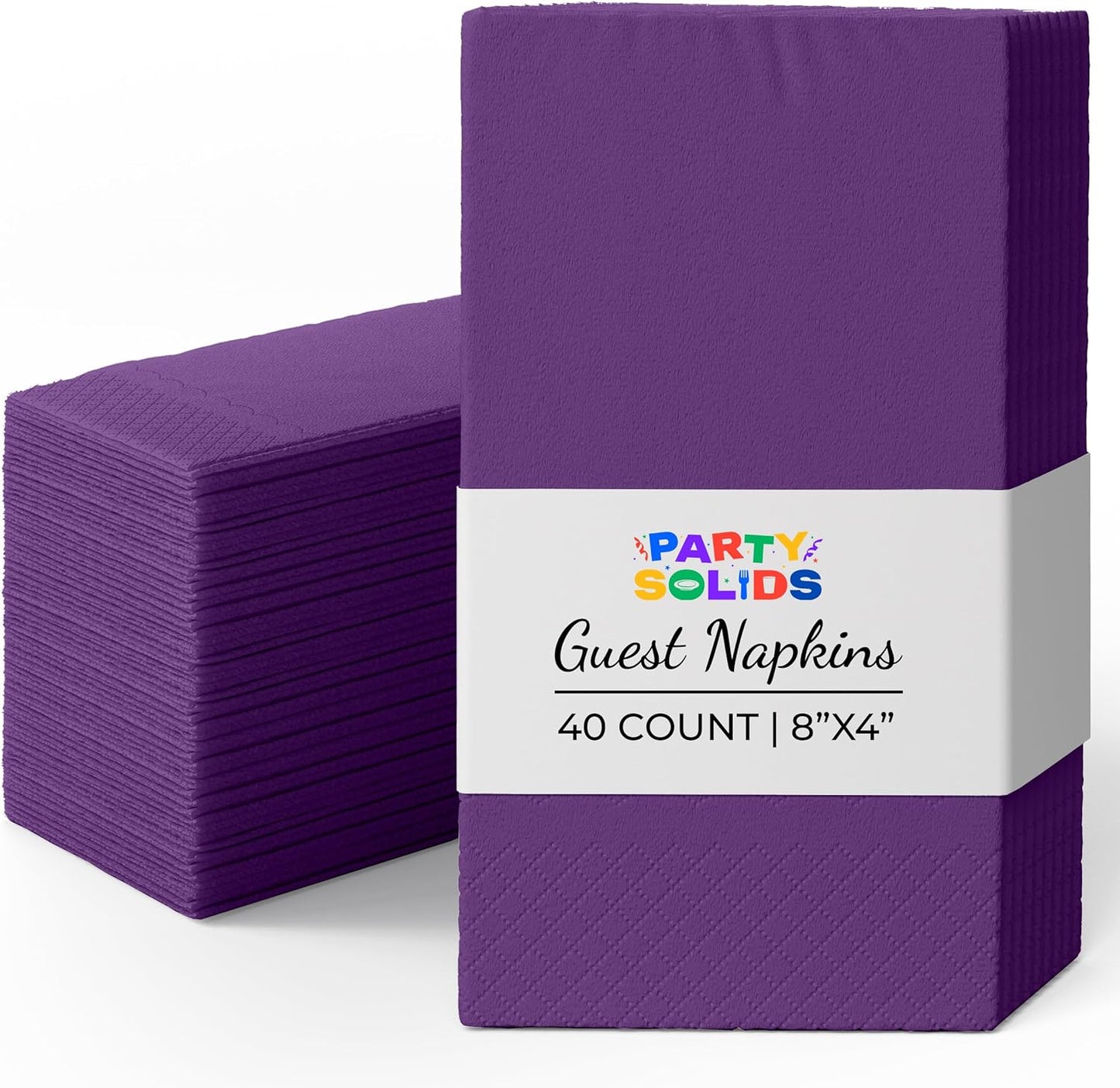 Party Solids Purple Dinner Napkins - 40 Pcs 2-Ply Disposable Paper Napkins for Events & Everyday Use