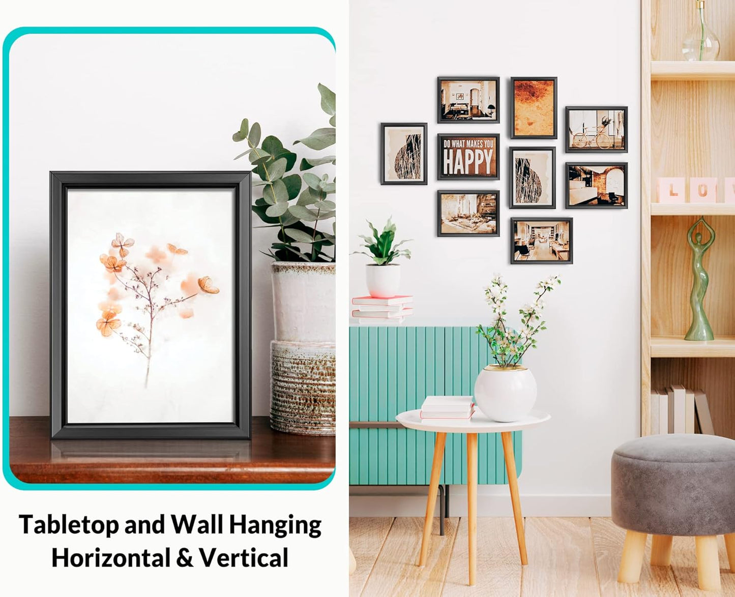LaVie Home 4x6 Picture Frames - Classic Black Photo Frames Set of 12 with High Definition Glass for Wall & Table Display