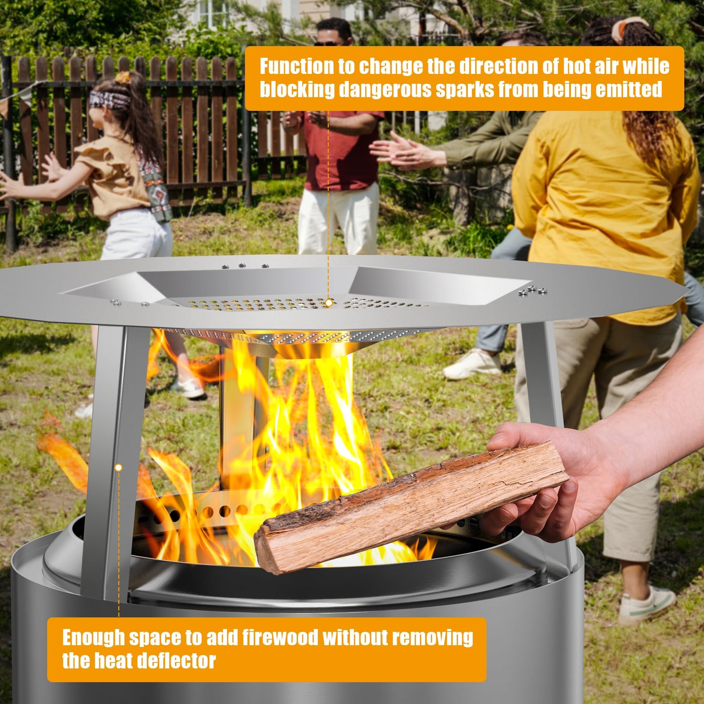 BBQ-PLUS One-Piece Heat Deflector Replacement for Solo Stove Ranger 15" Fire Pit, Stainless Steel Heat Diffuser Accessories with 3 Support Leg for Most 15 inches Outdoor/Indoor Backyard Fire Pit