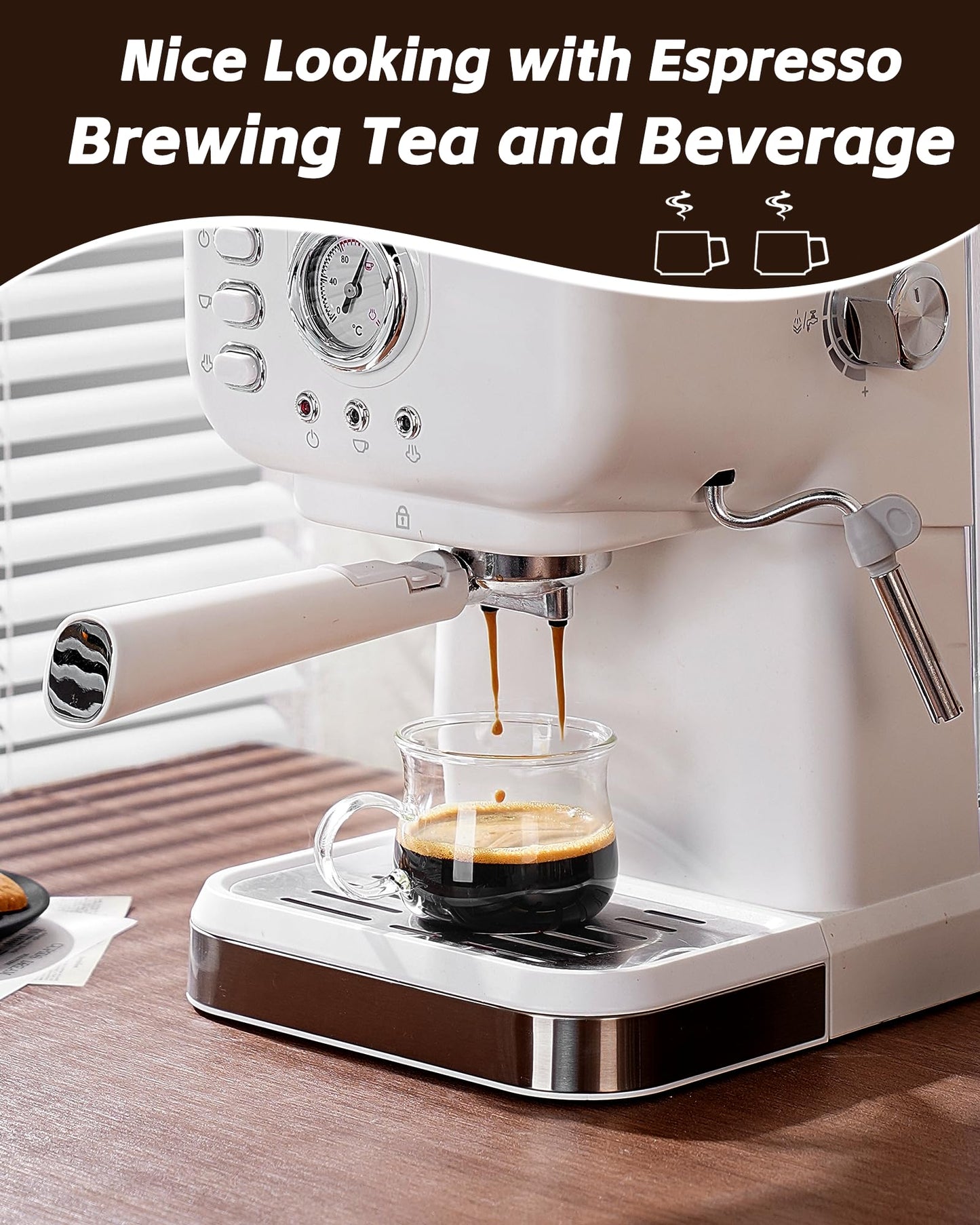 BOILMERIT Espresso Cups Set of 4, 5 Ounces Espresso Shot Glass, Clear Double Esperesso Glasses with Handle, Small Tazas De Cafe Espresso Machine Accessories