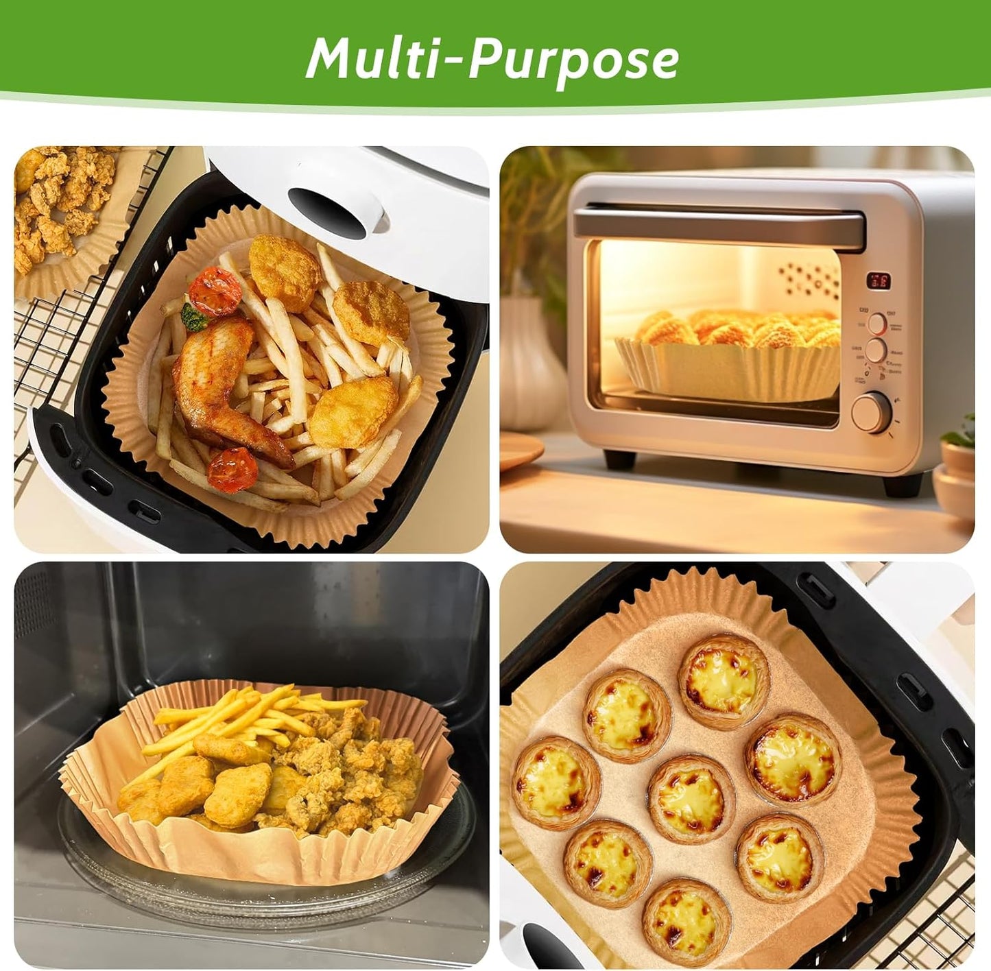 Skiennix 360 Pcs Heavy-Duty Air Fryer Paper Liners - Non-Stick & Leak-Proof 8” Square Parchment