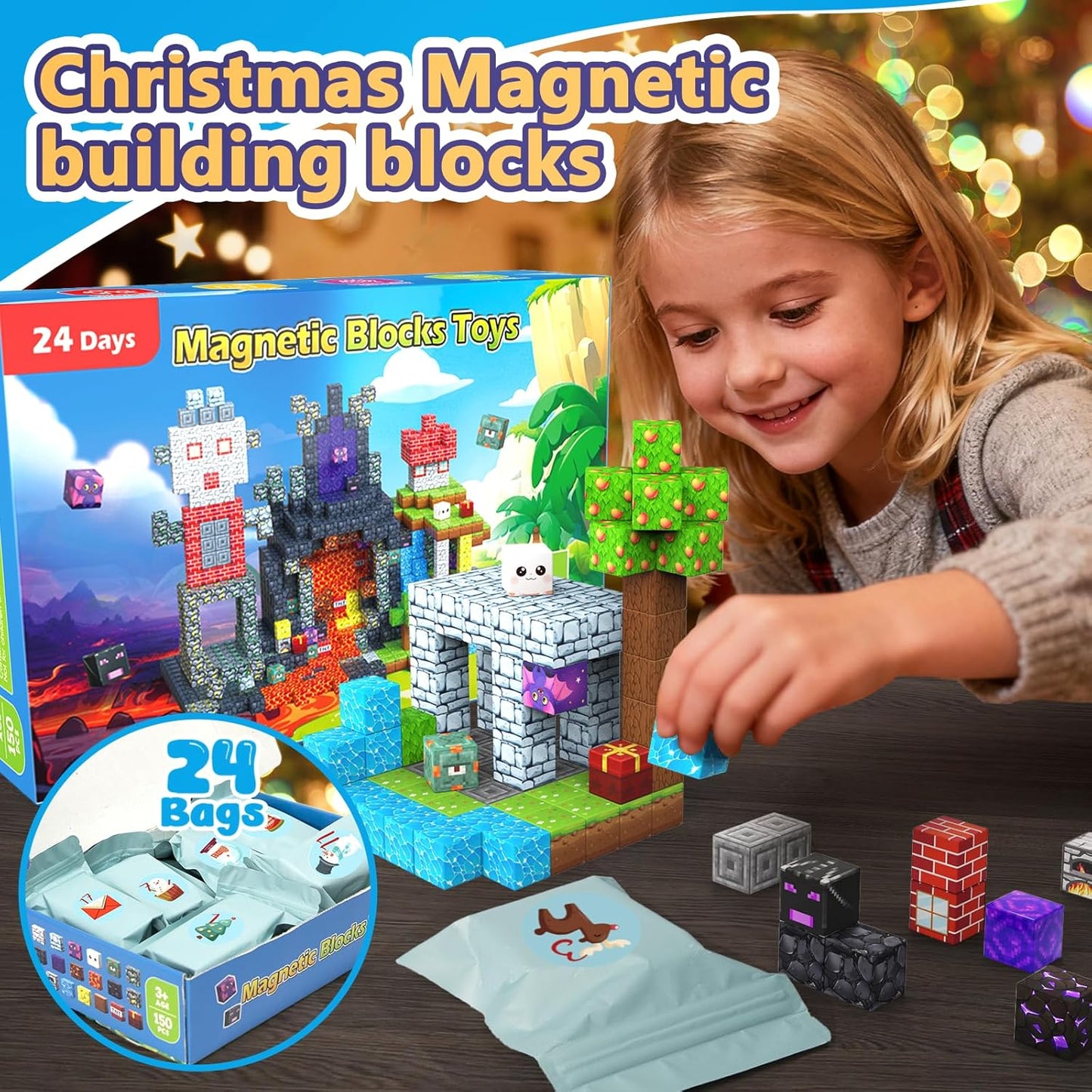 Magnetic Building Blocks by 150PCS - STEM Stacking Game for Kids Ages 3-12 | Colorful Magnet Tiles
