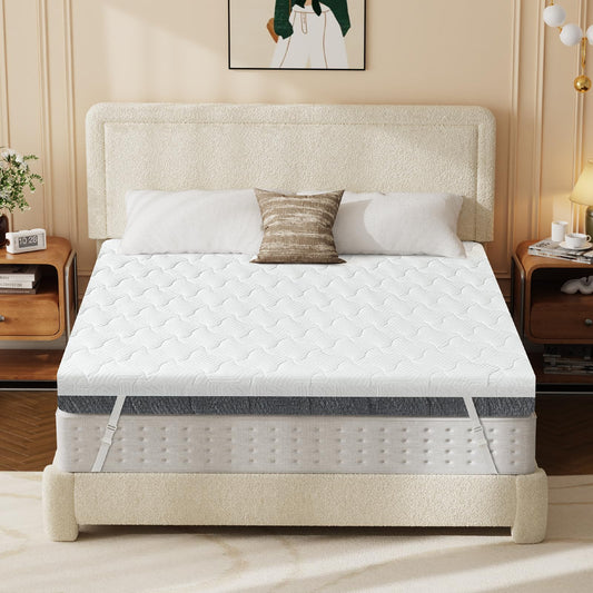 Extra Firm Mattress Topper Short Queen Size, 3 Inch High-Density Foam Bed Topper for Extra Support