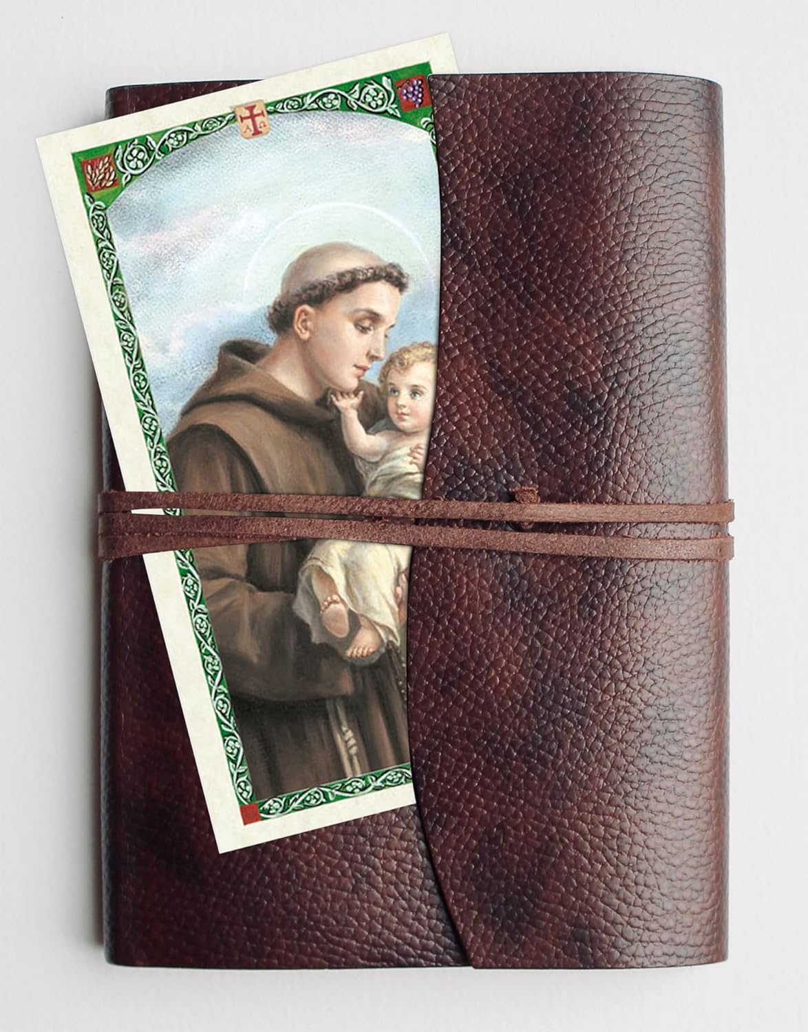 Saint Anthony Mini Statue - 2 Inch Metal Figurine with Laminated Prayer Card & Magnetic Base | Perfect for Car Dash