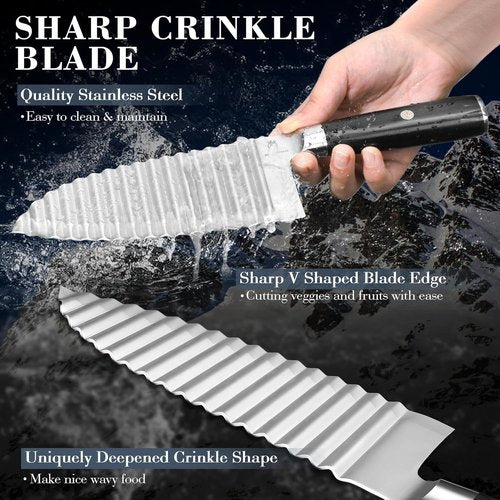 Dragon Creek Crinkle Cutter Knife - Wavy Vegetable & Fruit Slicer | Stainless Steel Design for Fun Cooking