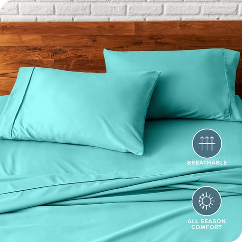 Bare Home Microfiber Pillowcases - Cooling Double Brushed Set of 2 - Standard/Queen Size - Turquoise