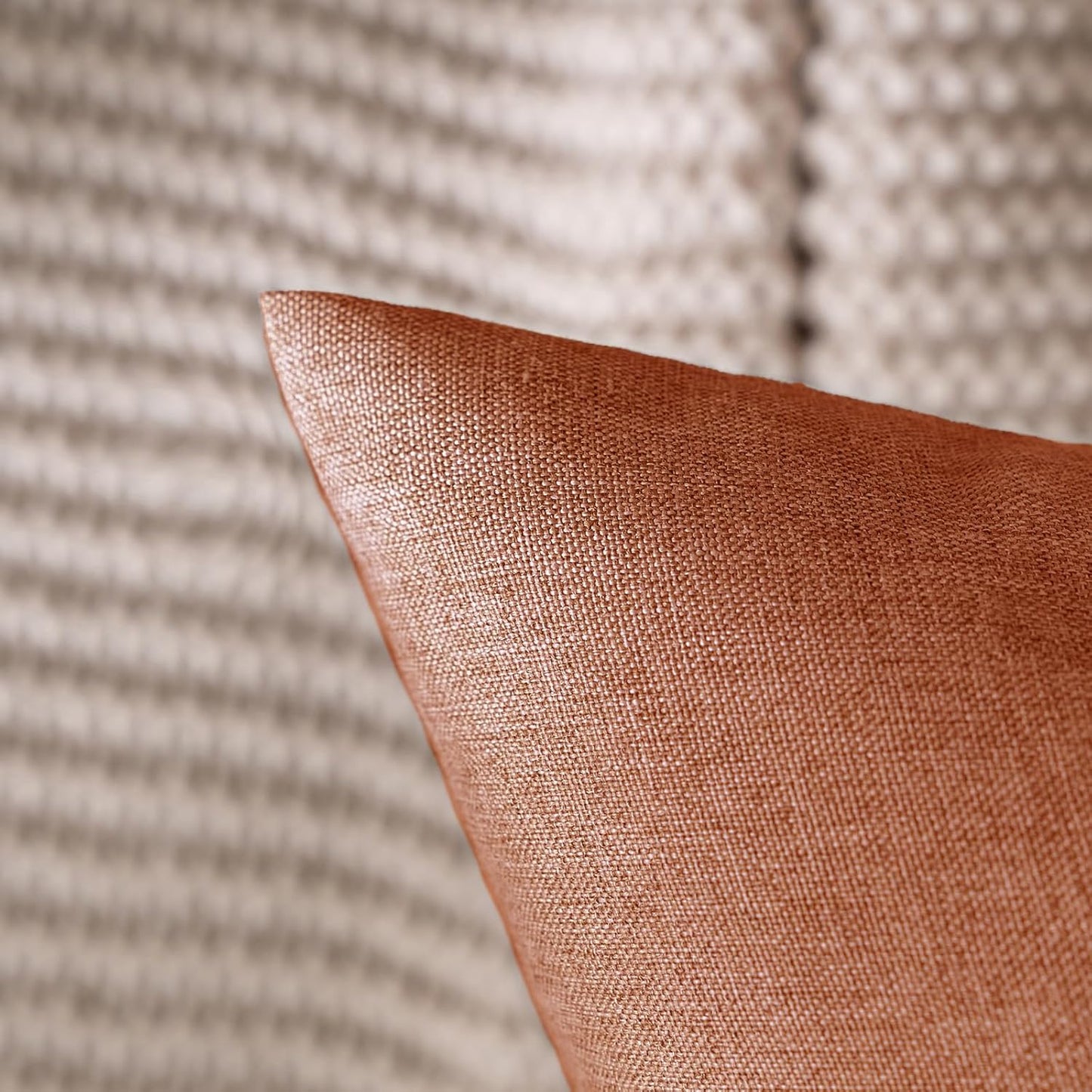 MIULEE Decorative Outdoor Throw Pillow Covers - Waterproof Faux Linen Cushion Cases | 22x22 Inch Rust - Pack of 2