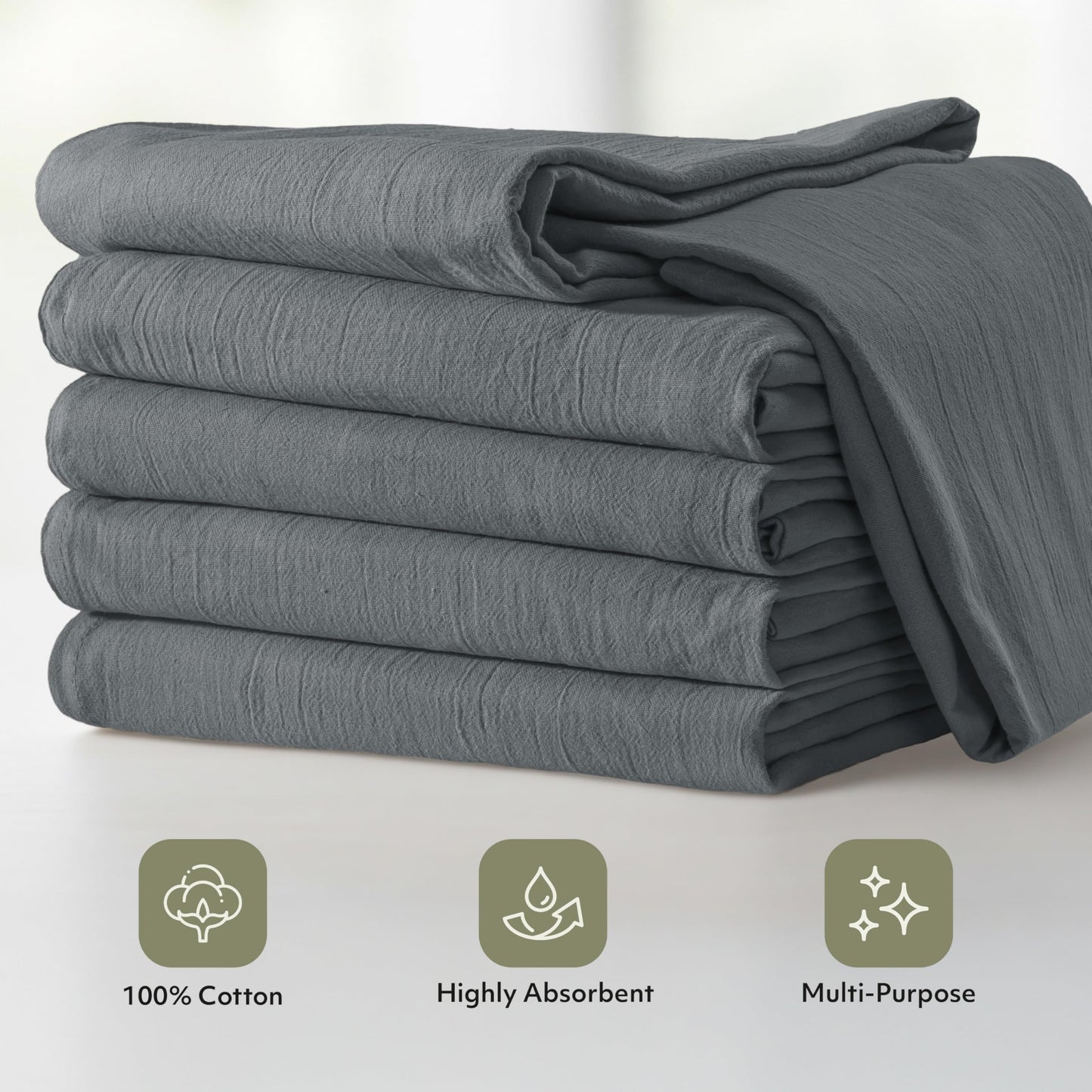 Utopia Kitchen Light Grey Flour Sack Towels [24 Pack - 28 x 28 Inch] 100% Cotton Tea Towels for Cleaning & Drying - Highly Absorbent Kitchen Dish Cloth