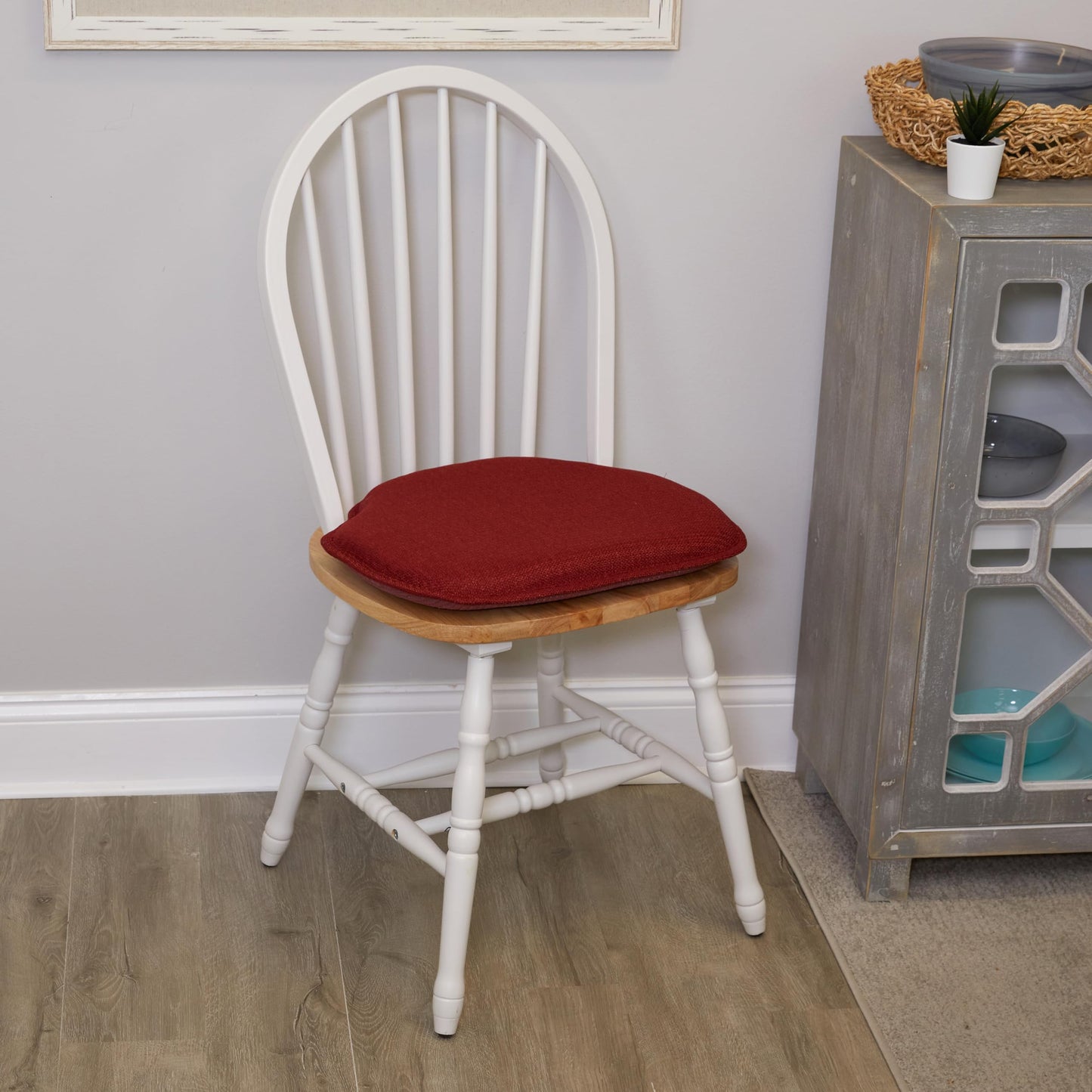 Klear Vu Gripper Omega Non-Slip Windsor Chair Cushions with Skid-Proof Seat Pad for Dining Room, Kitchen, and Office Use, 16x15 Inches, 4 Count (Pack of 1), Flame