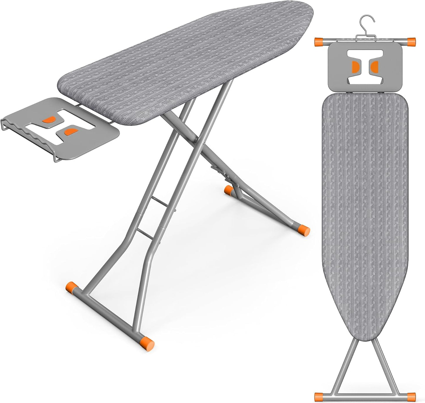 SONGMICS Ironing Board - Foldable & Height Adjustable with Retractable Iron Rest - 43 x 13 Inches, Dove Gray
