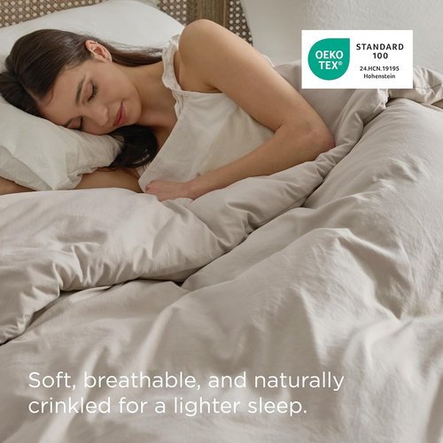 Bedsure Twin Duvet Cover - Extra Soft Prewashed Cotton-Like Polyester, 68x90 Inches with Zipper Closure, Linen