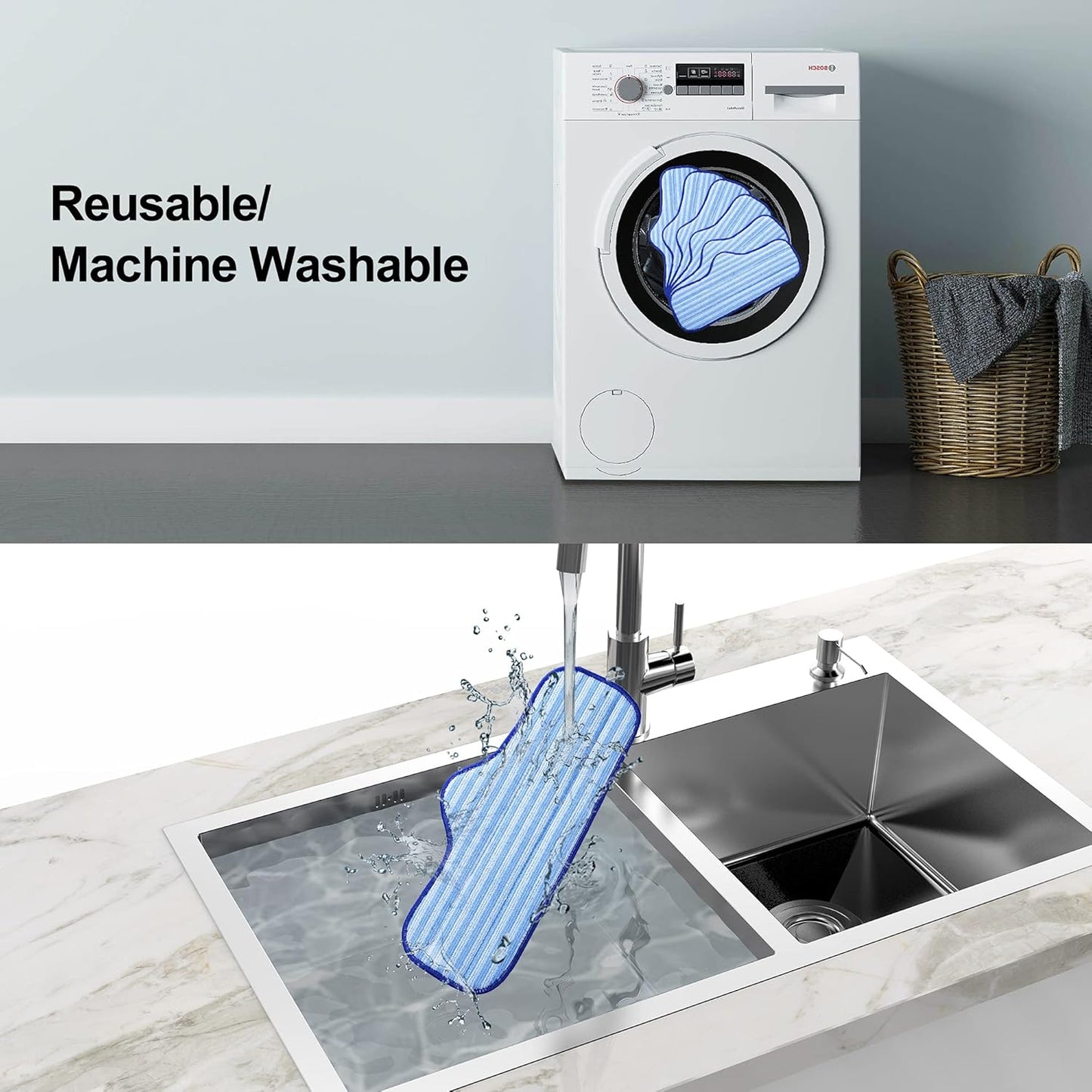 Newbealer Microfiber Steam Cleaner Pads - 6 PCS Replacement Set, Durable & Washable for NB282C