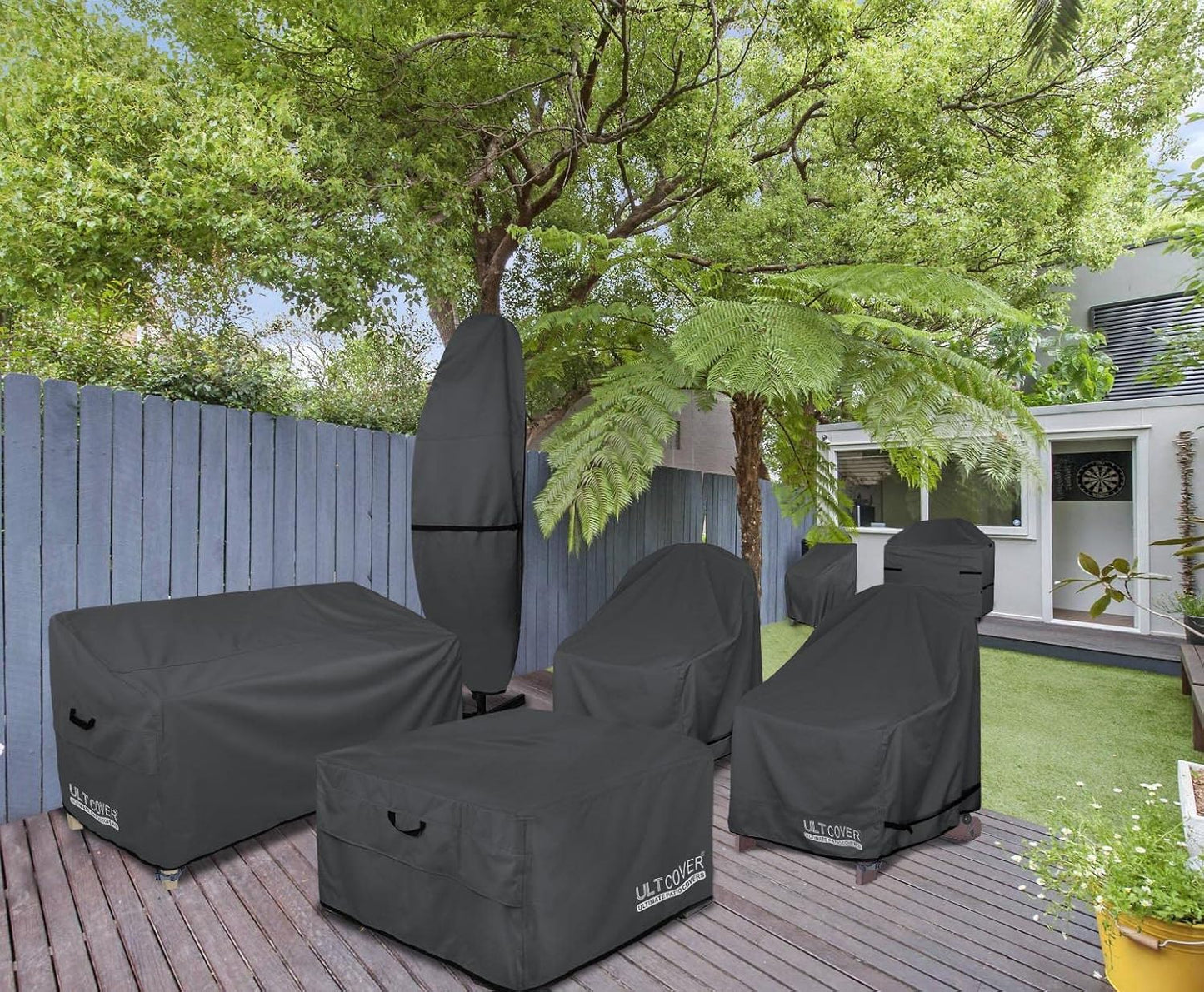 ULTCOVER Waterproof Adirondack Chair Covers - 2 Pack for Chairs Up to 32"W x 35"D x 36"H - Black
