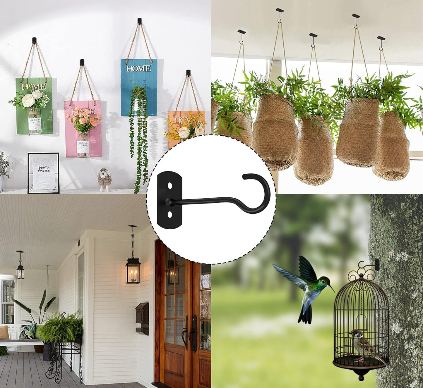 Skiennix 20-Pack Metal Plant Hooks - 6-Inch Decorative Shepherd's Hooks for Indoor & Outdoor Use | Black