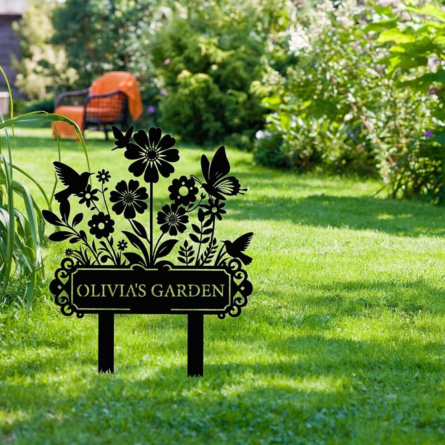 Skiennix Custom Garden Sign - Personalized Metal Stake for Outdoor Decor | Unique Gardening Gift