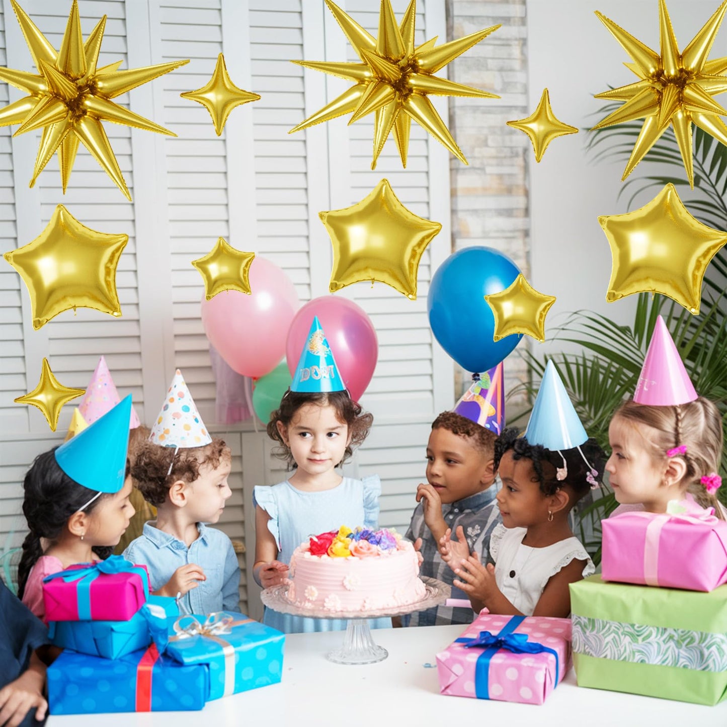 Gold Star Balloons, 22/18/10 Inch Foil Balloons, Four-Pointed Balloon for Women Men Birthday Graduation Celebration Wedding Baby Shower Decorations