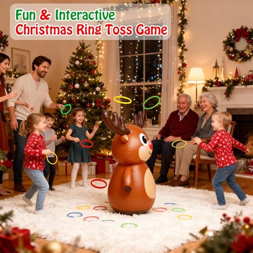 Inflatable Reindeer Antler Ring Toss Game by [Brand Name] - Fun Holiday Party Game for Kids & Adults | Perfect for Christmas Celebrations