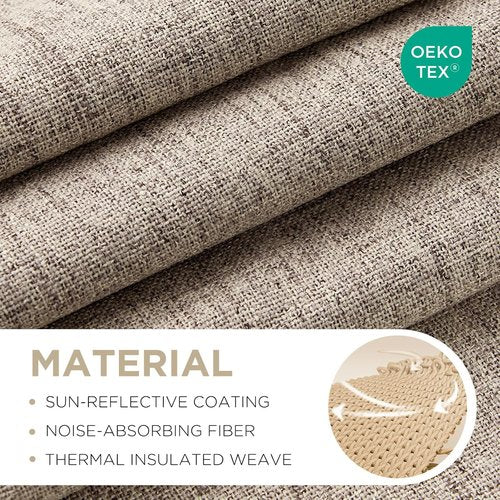 Joydeco Blackout Curtains - Thermal Insulated Natural Linen Drapes, 37 X 63 Inch, 100% Light Blocking, 2 Panels