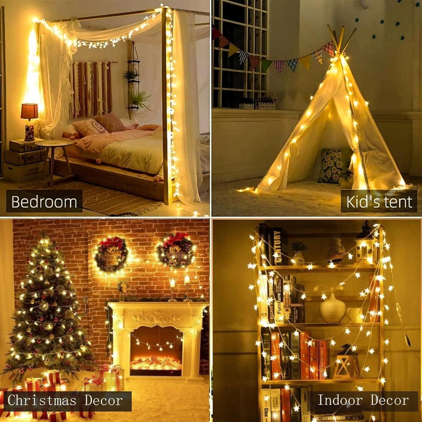 Plun Fairy Star String Lights - 100 LED Waterproof Twinkle Lights with 8 Modes | Warm White for Indoor & Outdoor Decor