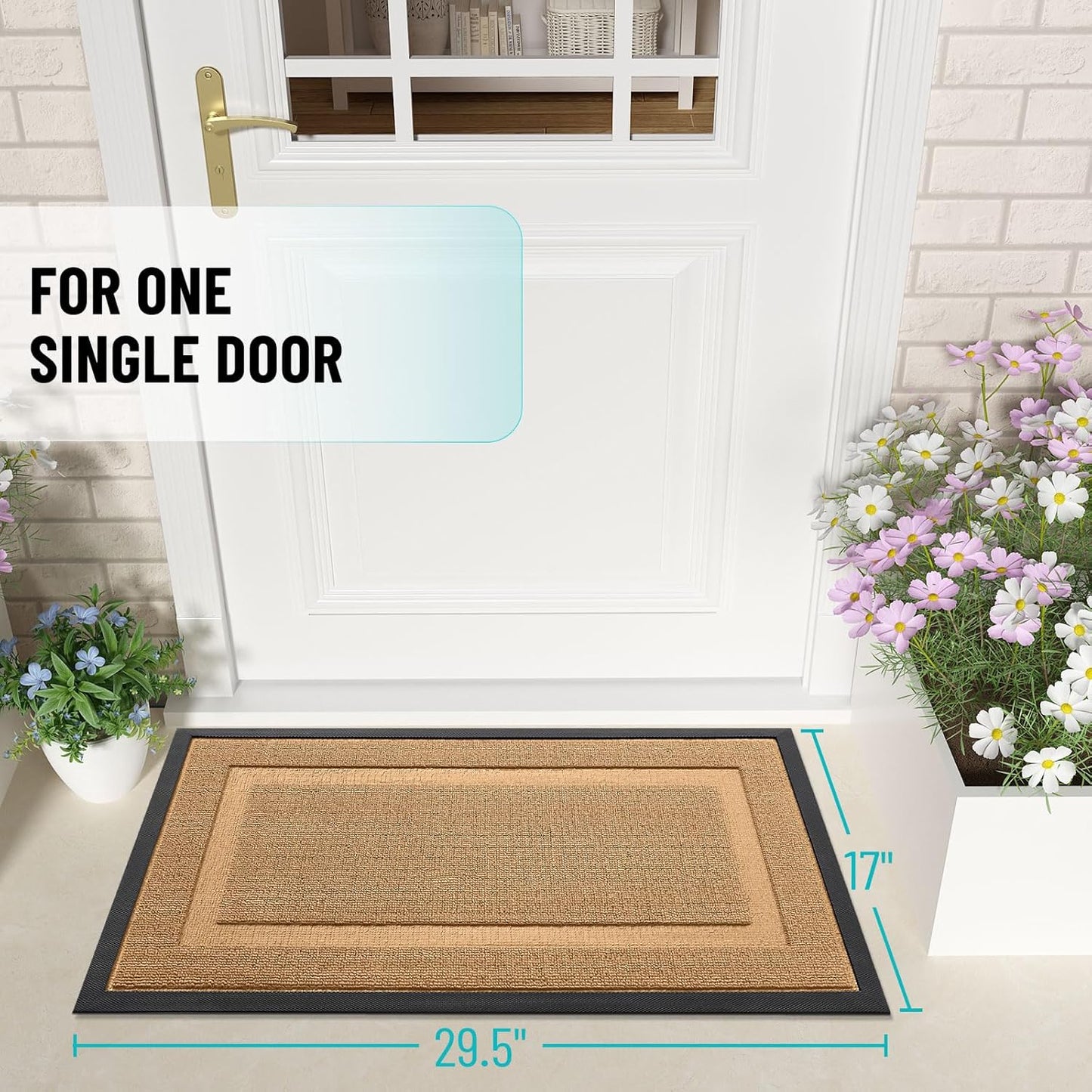 OLANLY Waterproof All-Season Front Door Mat - Sturdy Natural Rubber, Easy Clean, 47x32, Butter Yellow
