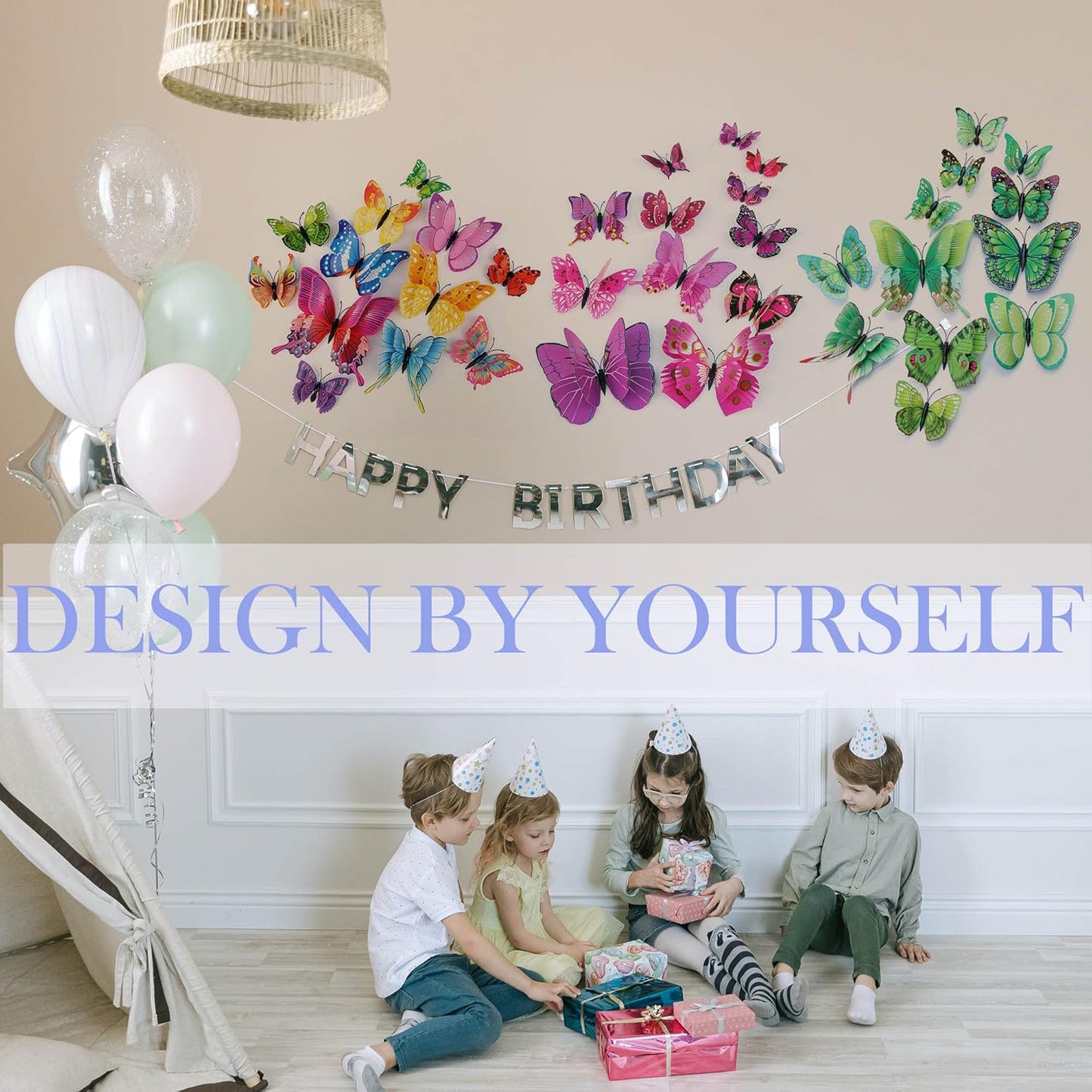 OPSEAM 3D Butterfly Wall Decor - 24 PCS Purple Butterfly Stickers with Magnets for Party Decorations