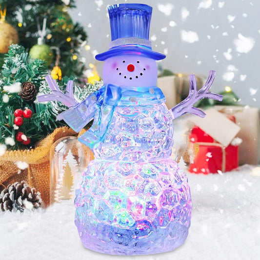 Skiennix LED Lighted Snowman Figurine - Battery Operated Christmas Decoration | 6H Timer, Blue Hat