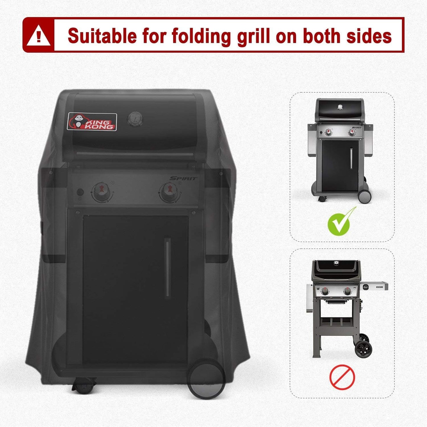 Kingkong 7105 Premium Grill Cover - Fits Weber Spirit 210 Series Gas Grills | Includes Grill Brush & Tongs