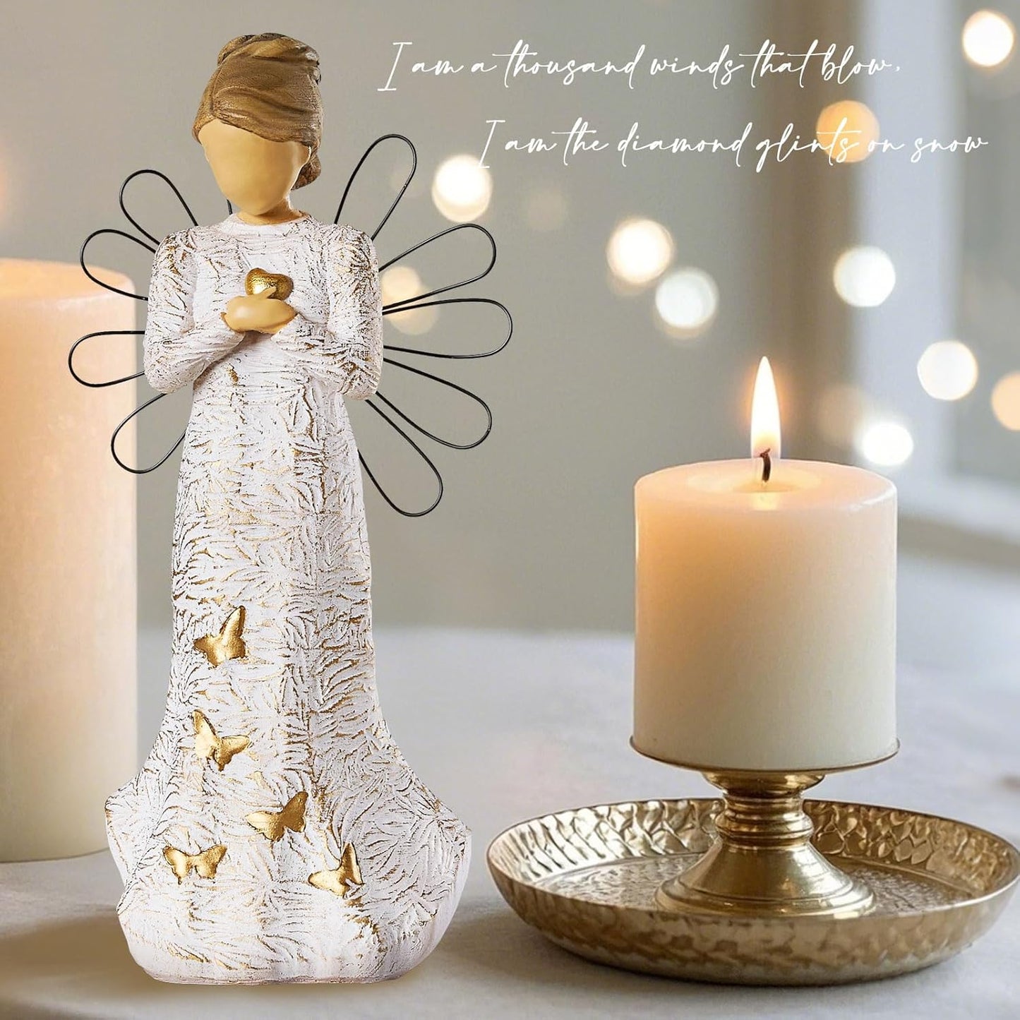 NAN ZAI NAN FANG Sympathy Angel Figurine - Hand-Painted Resin Statue for Loss of Loved Ones | Home Decor Gift