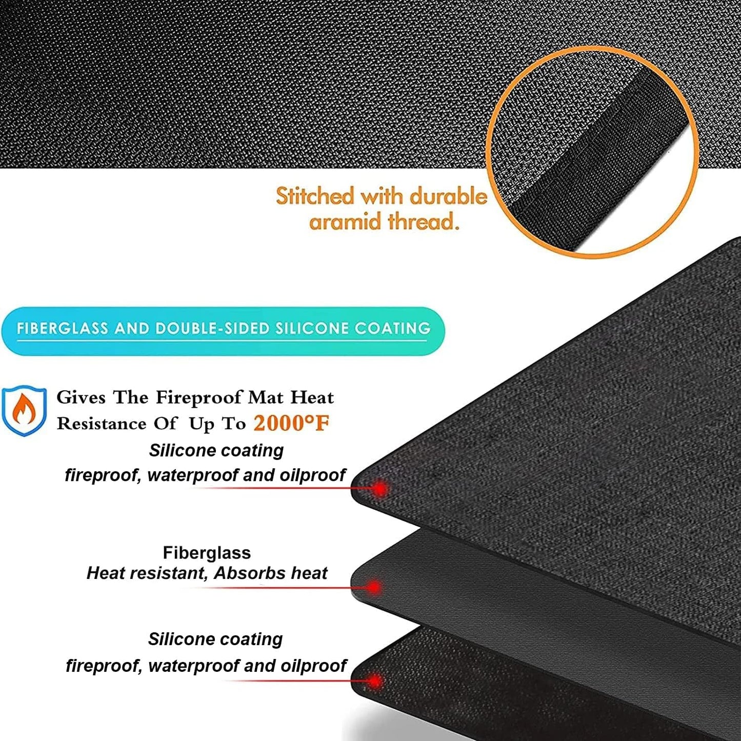 UBeesize Large Under Grill Mat - 65 x 48 Inches Double-Sided Fireproof BBQ Protector for Decks & Patios
