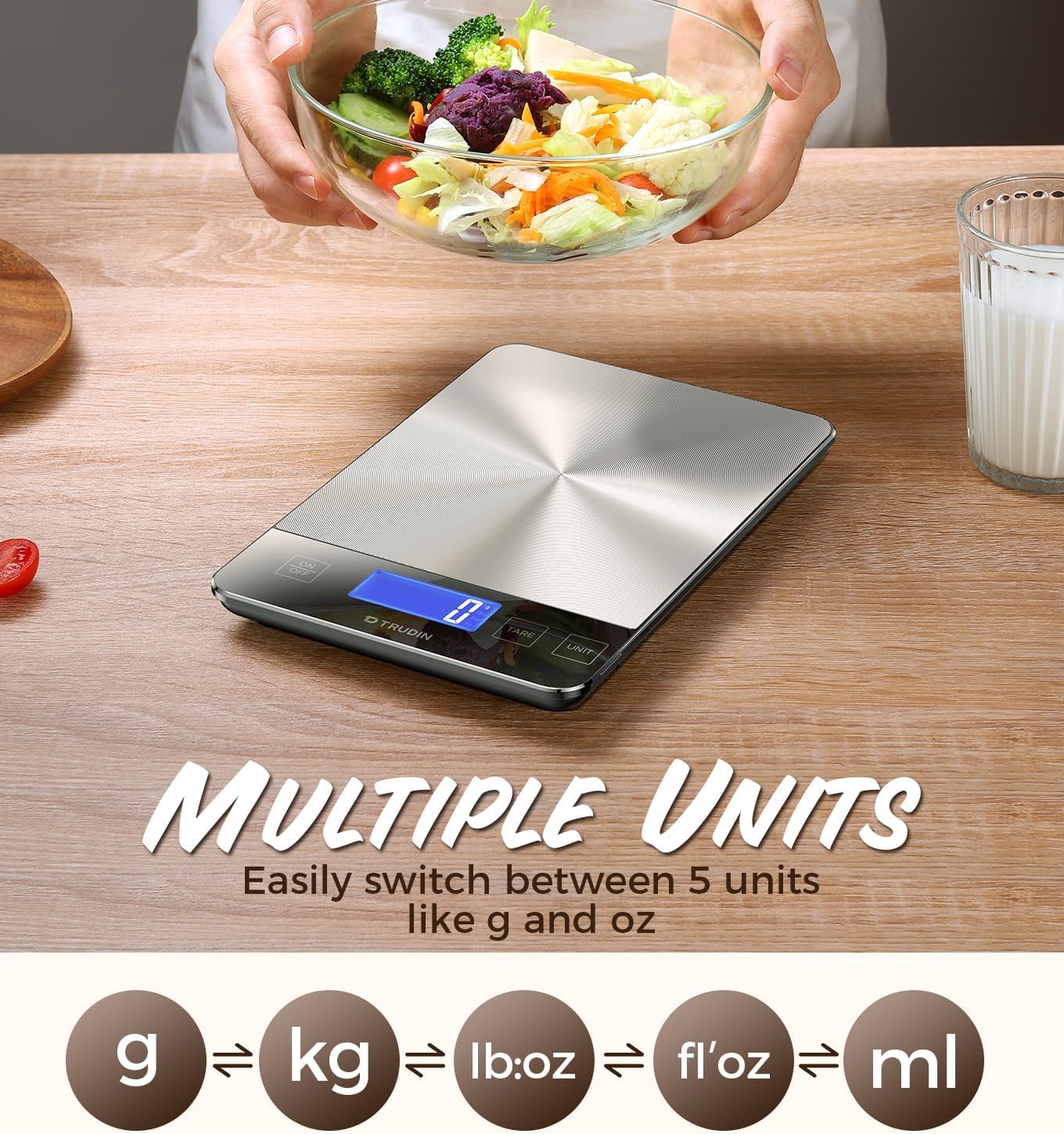 NASA-Grade 33lb Digital Food Scale - Precise Measurement in Grams & Ounces | Waterproof Glass & Steel Platform