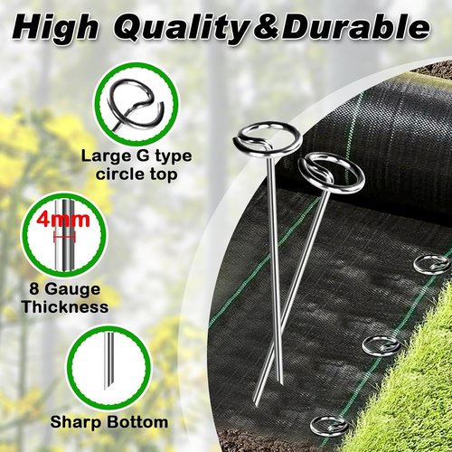 Feed Garden 120 Pack Landscape Staples - 8 Gauge 6 Inch Galvanized Garden Stakes for Lawn & Tent Use