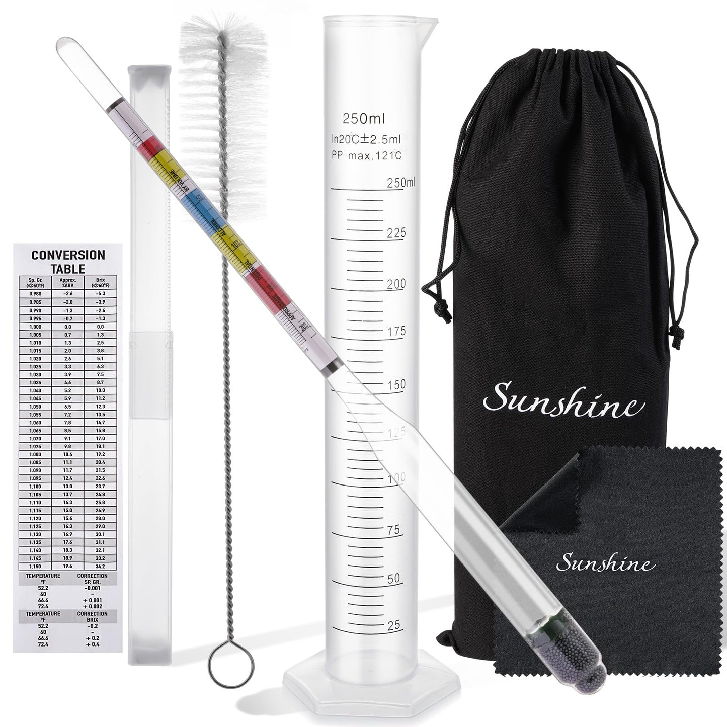 AOZ LIbei Hydrometer Set - for Mead, Wine, Kombucha and Home Brew Beer, Alcohol Tester Accessories Moonshine Still Kit Complete for Home Test Equipment-Specific Gravity Abv Tester