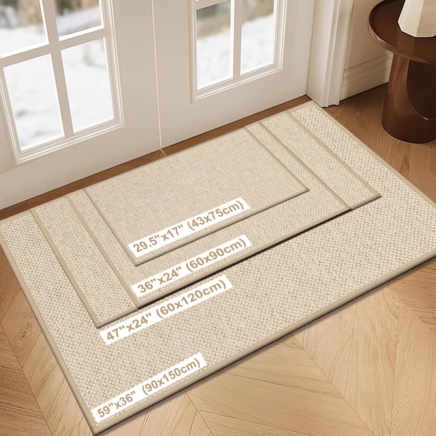 LEKEEPGO Non-Slip Door Mat - Washable Absorbent Indoor Entrance Mat | 17"x29", Khaki Color