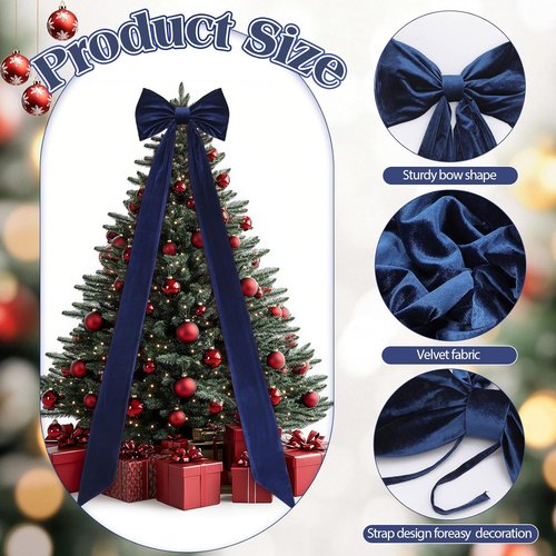 Canlierr Giant Velvet Bow Wall Decorations - 90x18 Inch Oversized Navy Blue Bow for Parties & Weddings