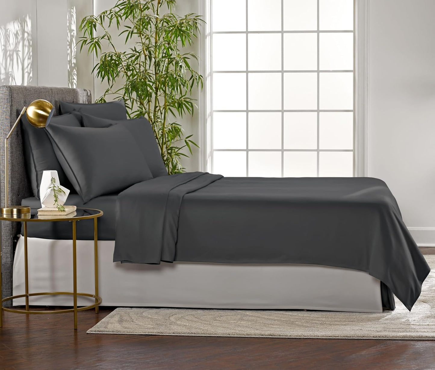 Pure Bamboo Twin Sheets - 100% Organic Viscose Bed Sheet Set, Luxuriously Soft & Cooling | Charcoal
