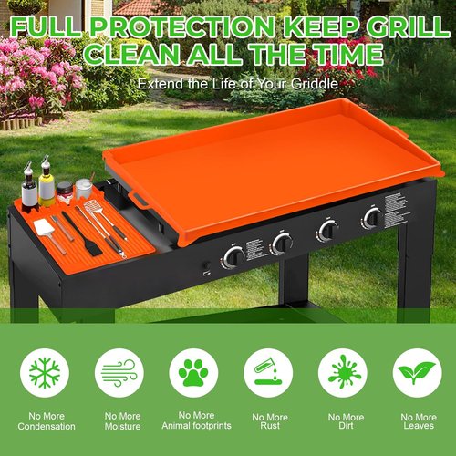 Blackstone 36" Silicone Griddle Mat Set - Food Grade Grill Cover with Spatula & Grease Cup Liner