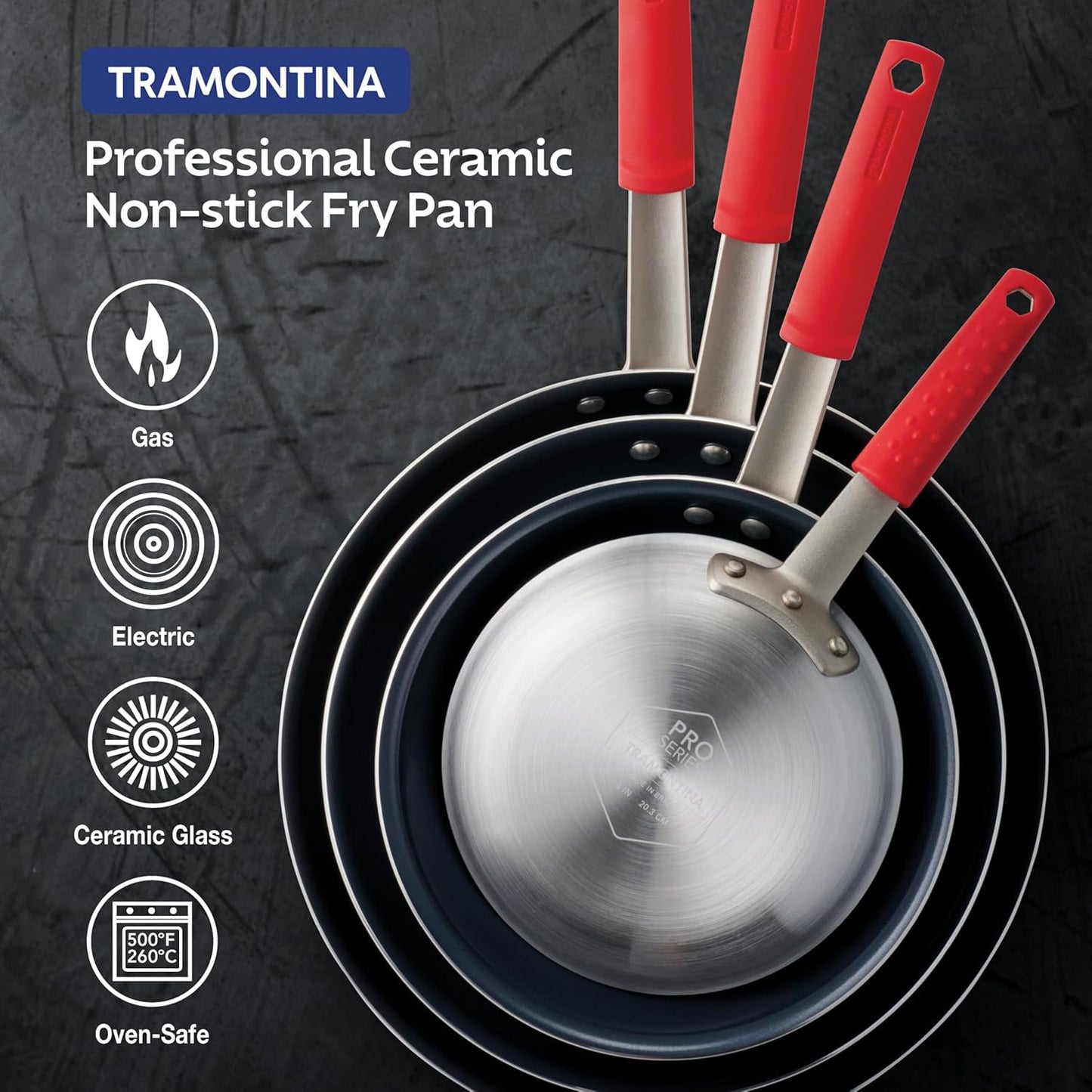 Tramontina Professional 10-Inch Ceramic Nonstick Frying Pan - Heavy-Gauge Aluminum Skillet | Dishwasher & Oven Safe, Black