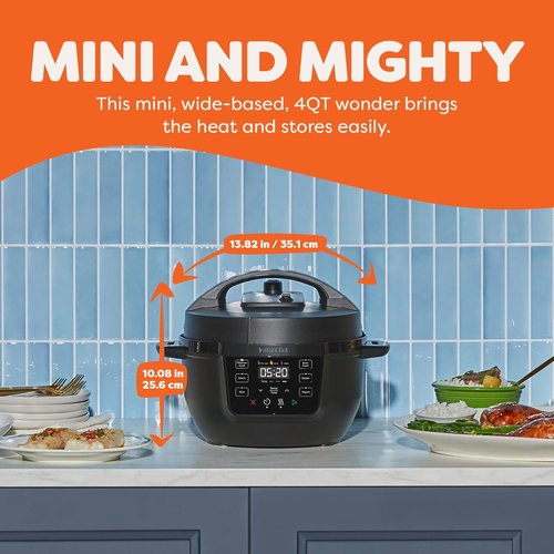 Instant Pot 4QT RIO Mini 7-in-1 Multi-Cooker - Pressure Cooker, Slow Cook, Steam & More | Black, 4 Quarts