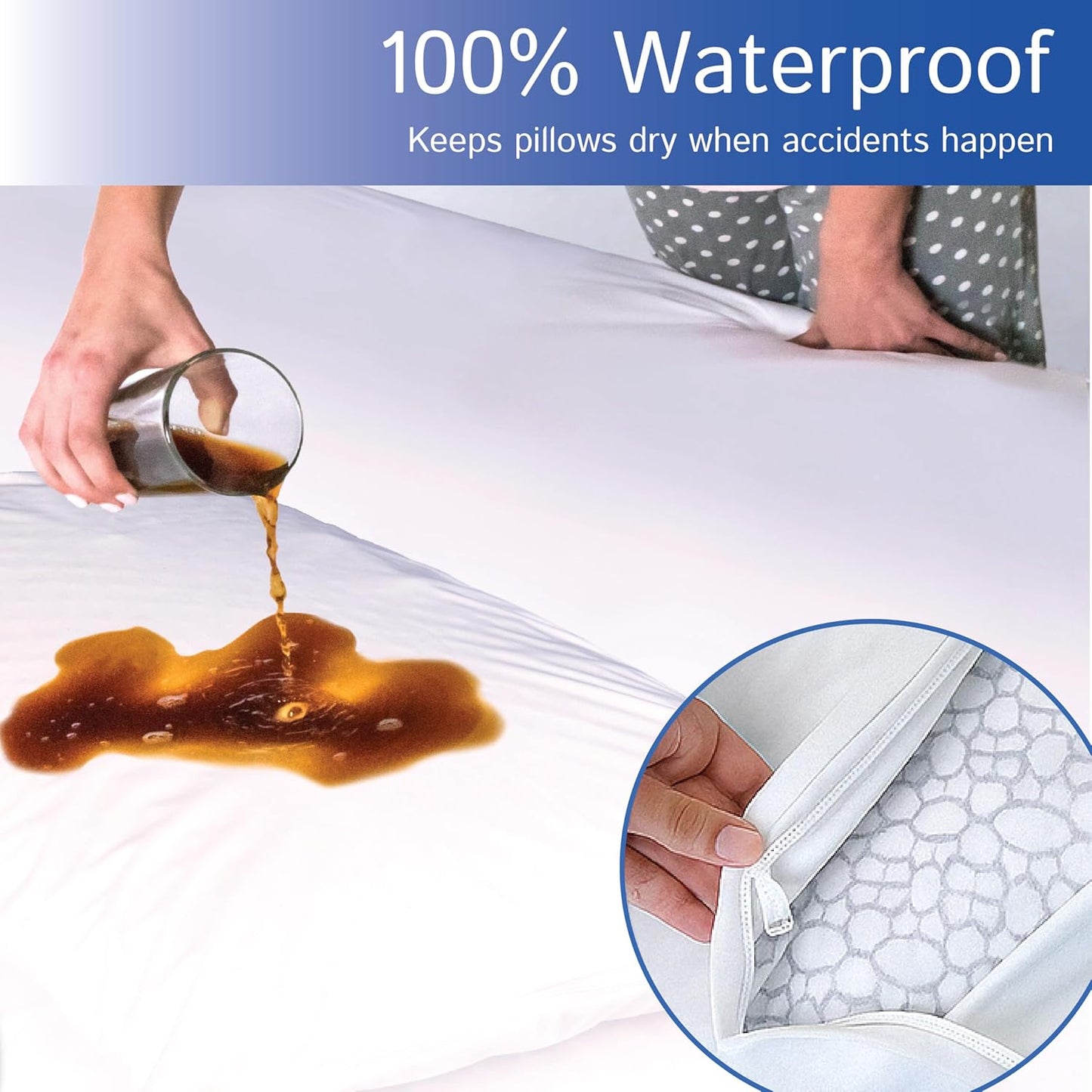 Regine Switzerland Standard Pillow Protectors - Waterproof Zippered Covers | Hypoallergenic & Dust-Proof (Set of 2)