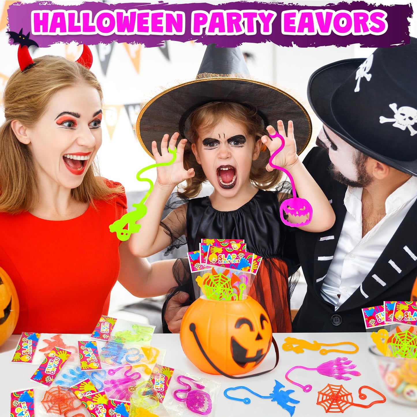 Halloween Treat Non Candy for Kids 28 PCS, Sticky Hands Toys Gifts Prizes for Toddlers, Halloween Goody Bag Bucket Pinata Stuffer Fillers,Birthday Preschool Party Favor Supplies Trinket for Boys Girls