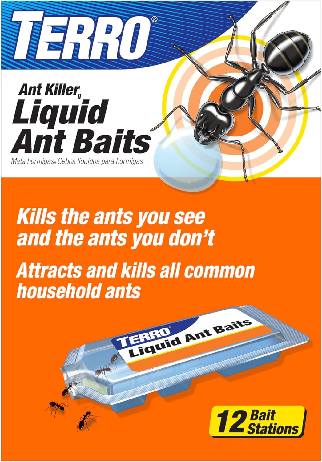 TERRO Ant Killer Bait Stations T300B - Liquid Bait for Effective Indoor Ant Control - 12 Count Pack