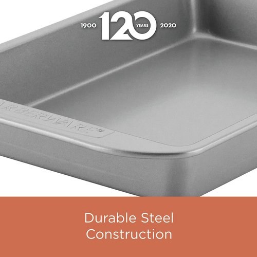 Farberware Nonstick Bakeware Baking Pan Set / Nonstick Cake Pan Set, Rectangle - 2 Piece, Gray